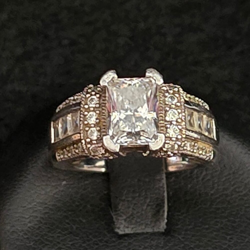 Sterling Silver Princess Cut CZ Solitaire